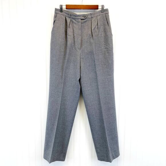 VINTAGE Saks Fifth Avenue Womens 14 Pure New Wool Dress Slacks Gray Pleated - Picture 1 of 11